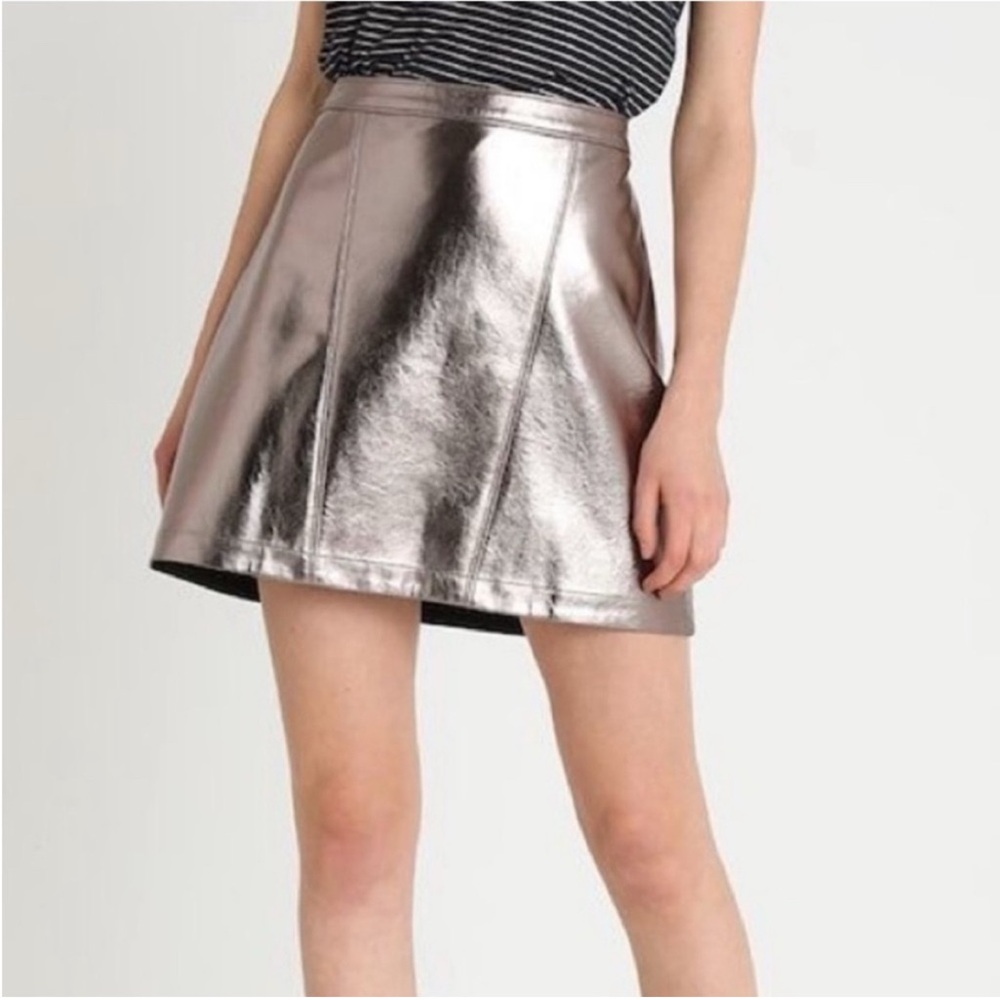 NWT Abercrombie & Fitch Metallic Faux Bronze Leather Mini Skirt